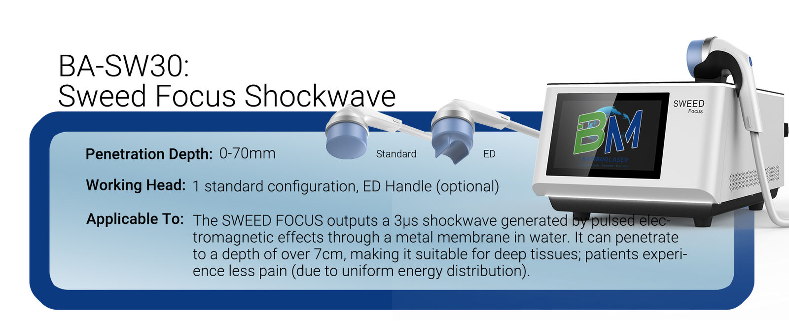 ba-sw30 sweed focus shockwave machine