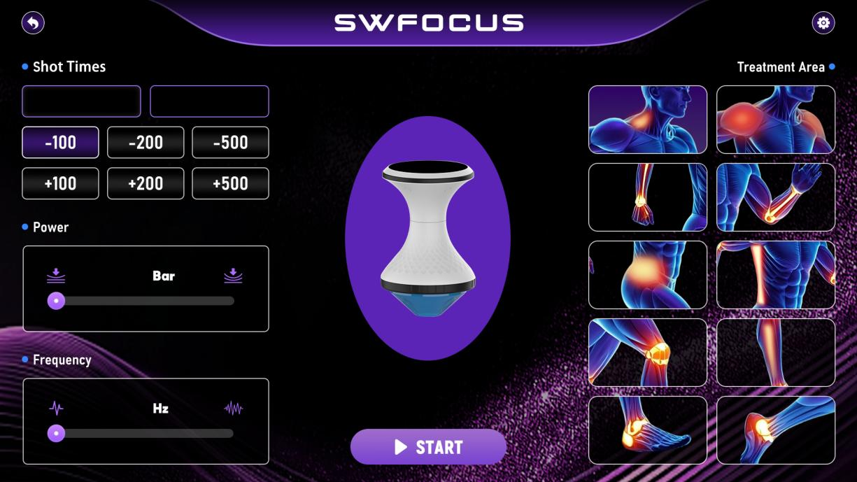 ba-sw38 focused shockwave therapy machine operate screen